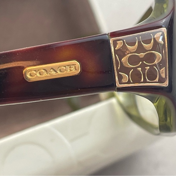 Coach Women’s Designer Eyeglasses Frames Brown Gold Tortoise Rectangular - Picture 3 of 4